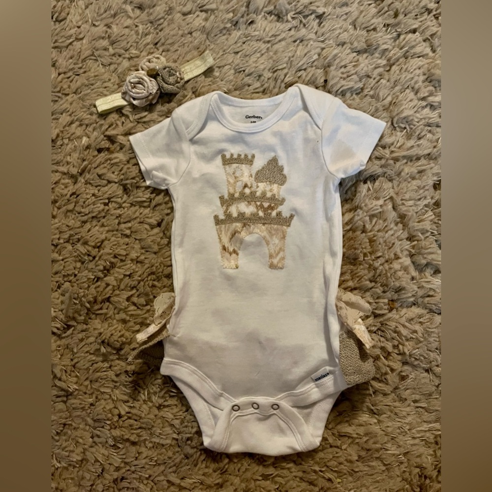 Appliqued sandcastle ruffle butt onesies!